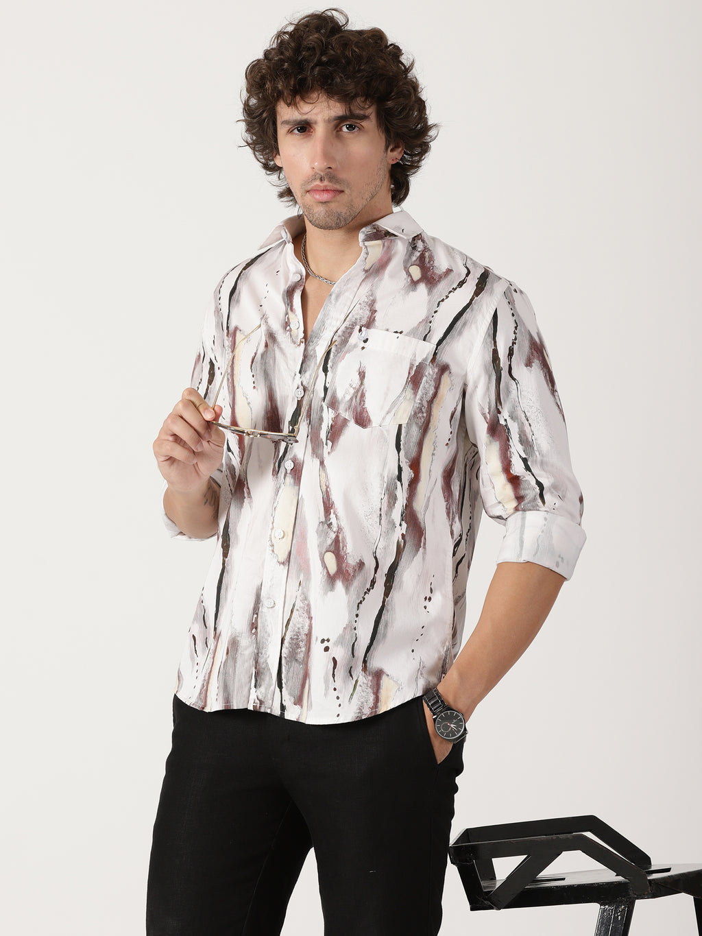 Abstract Brush Print Shirt