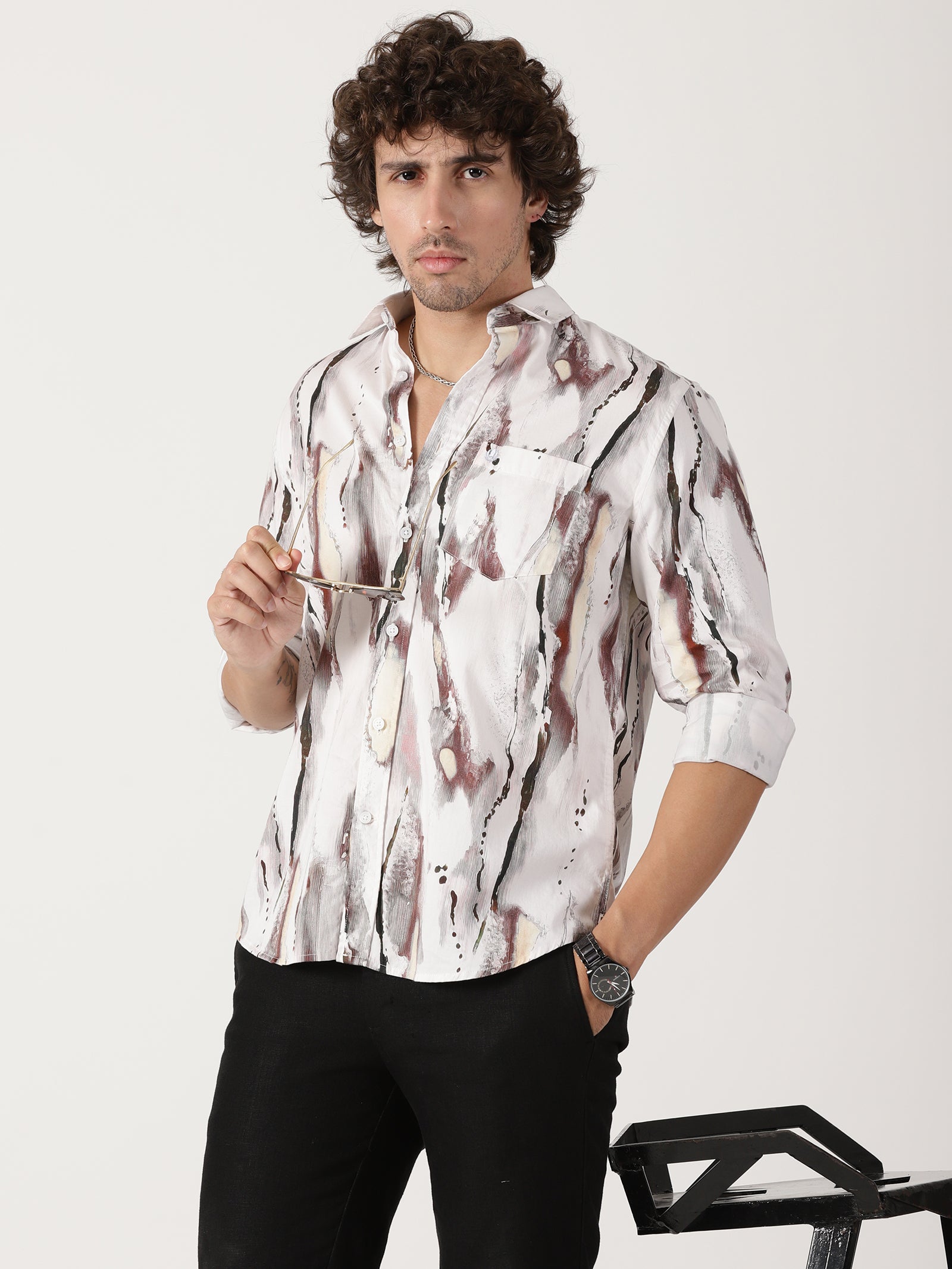 Abstract Brush Print Shirt