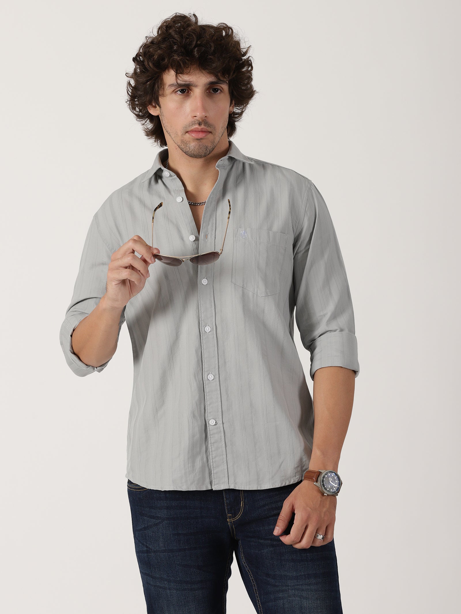 Light Grey Textured Shirt