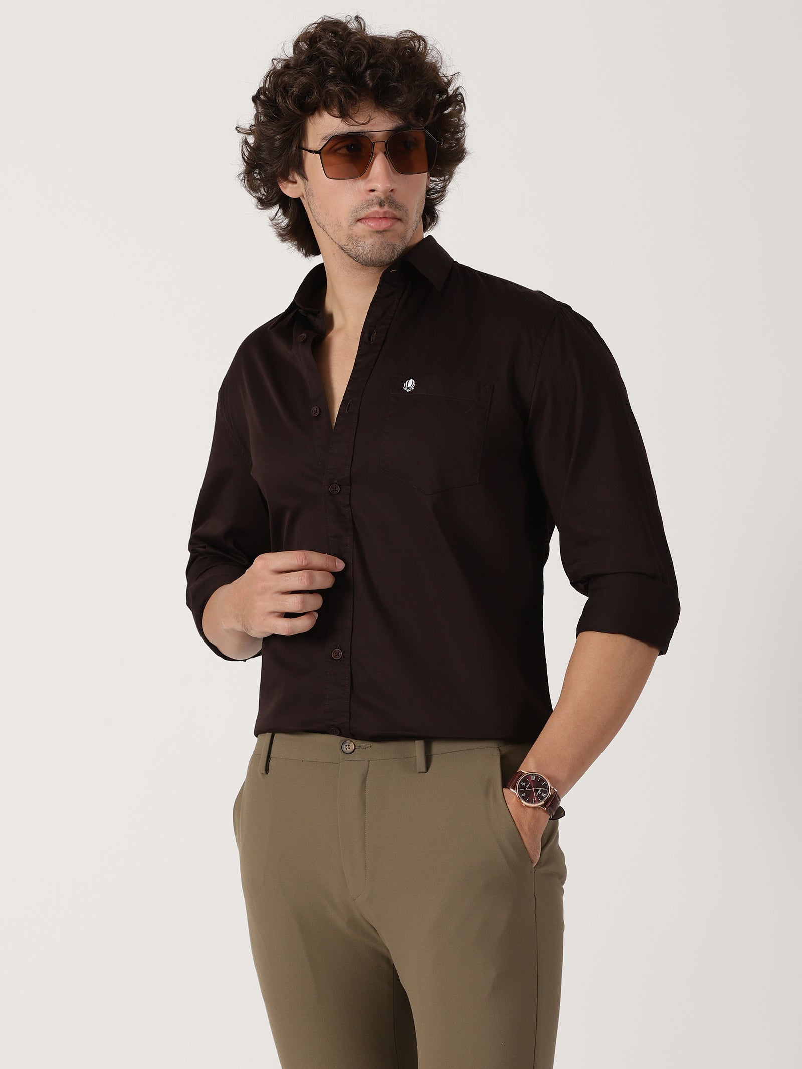 Dark Brown Solid Shirt