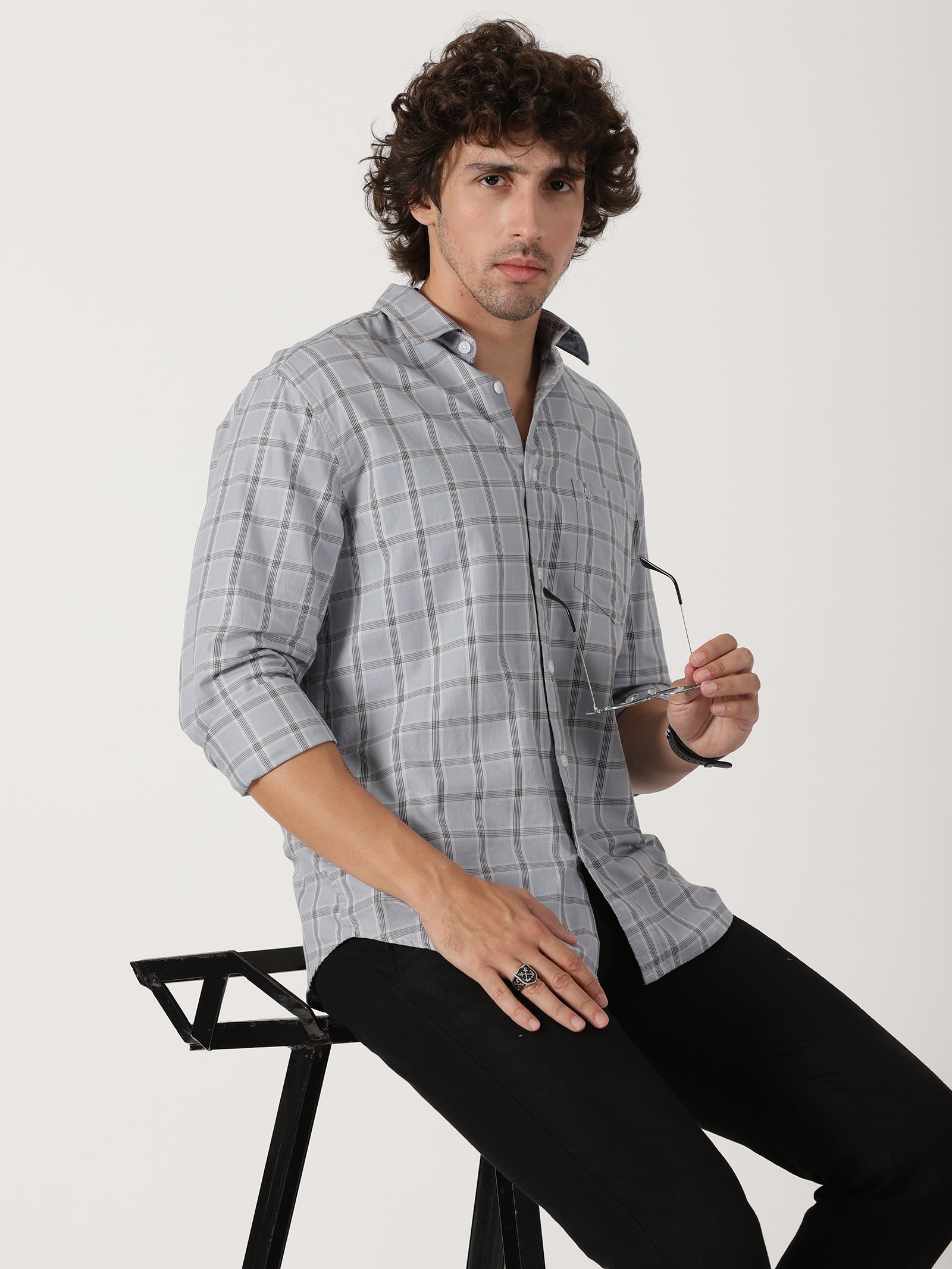 Light Grey Checked Shirt