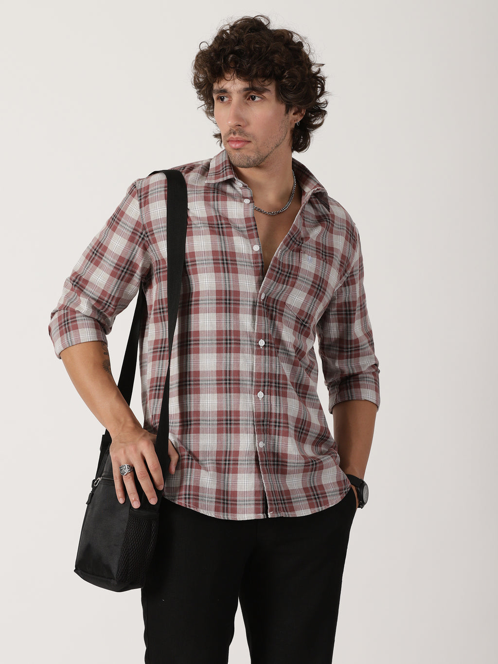 Maroon Checked Shirt