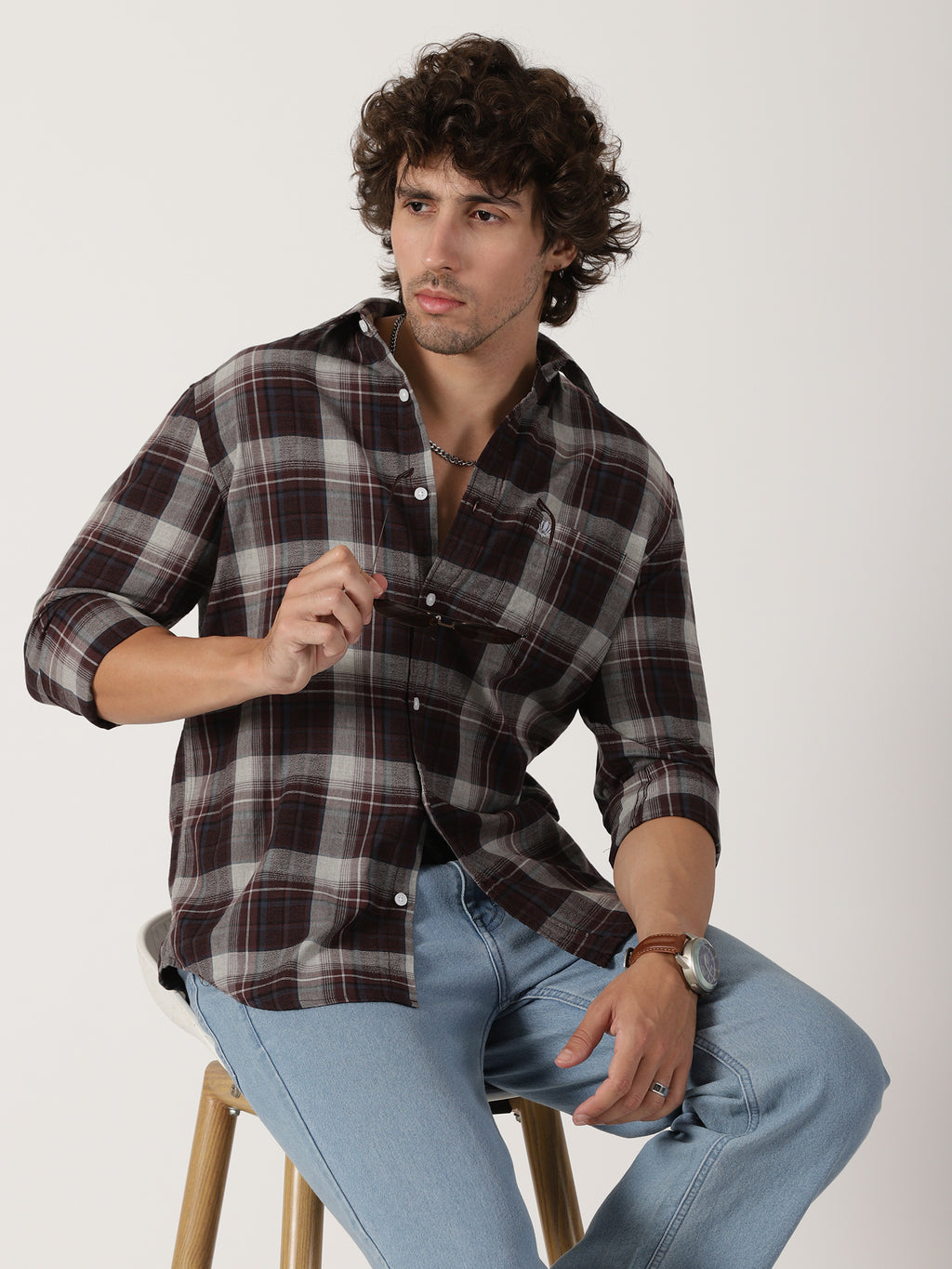 Brown & Grey Checked Shirt