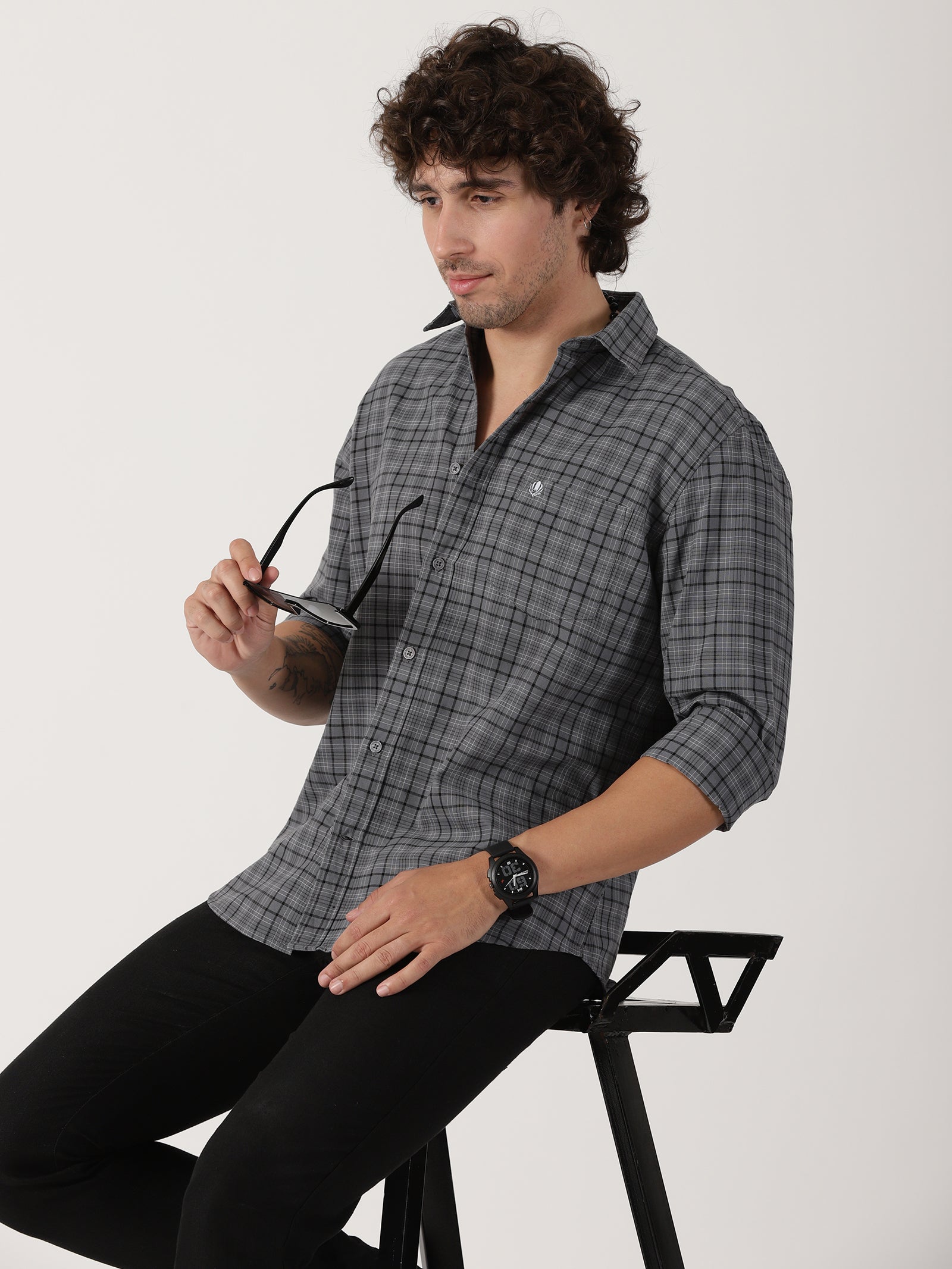 Grey Checked Shirt
