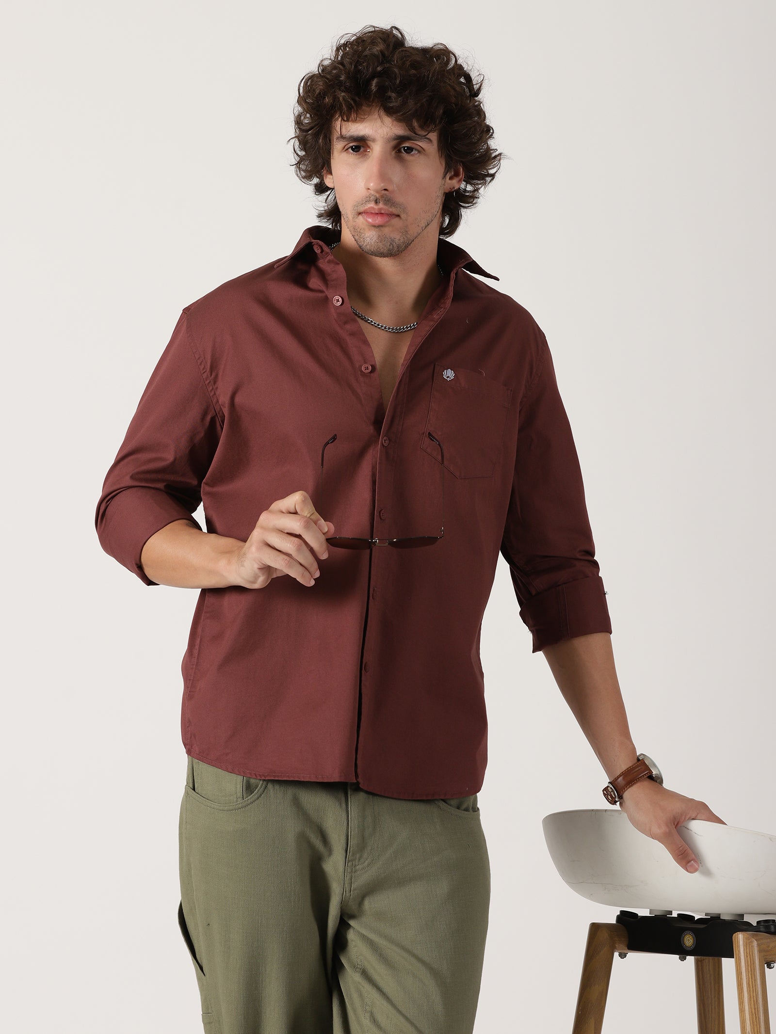 Maroon Solid Shirt