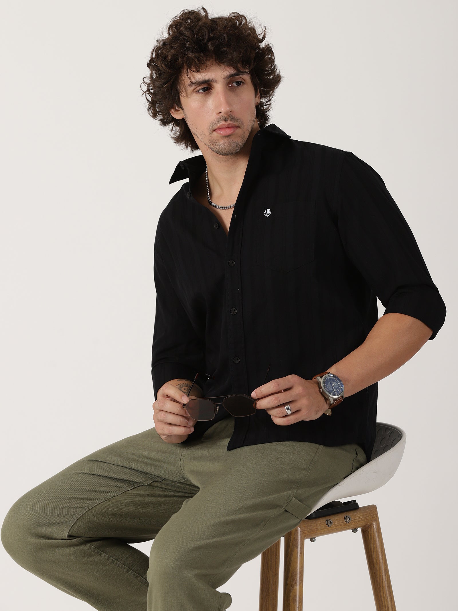 Black Textured Shirt