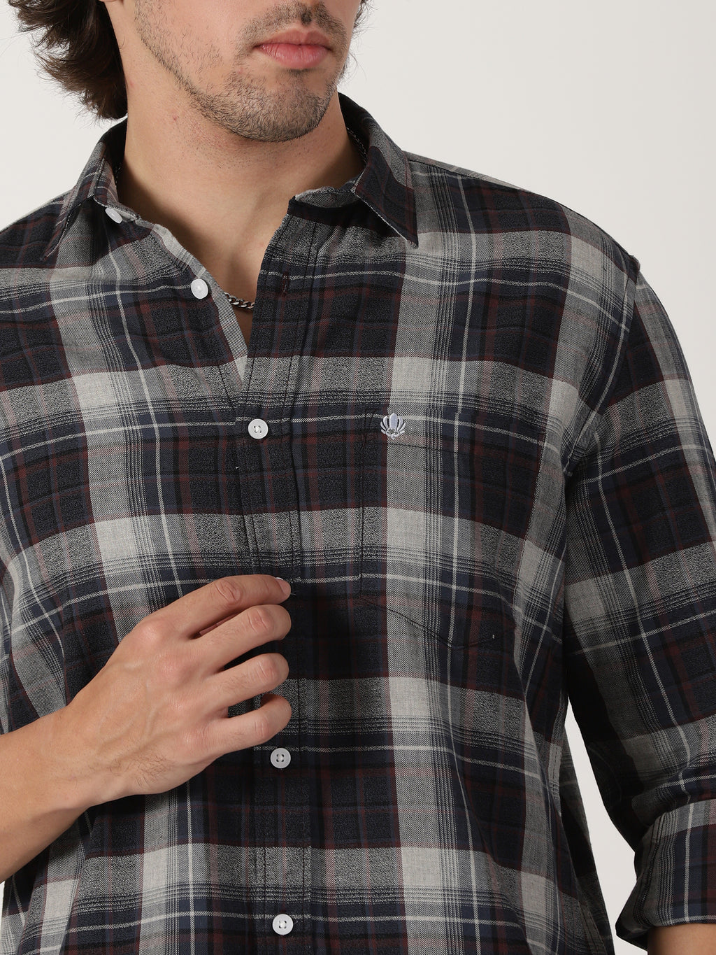 Grey & Black Checked Shirt