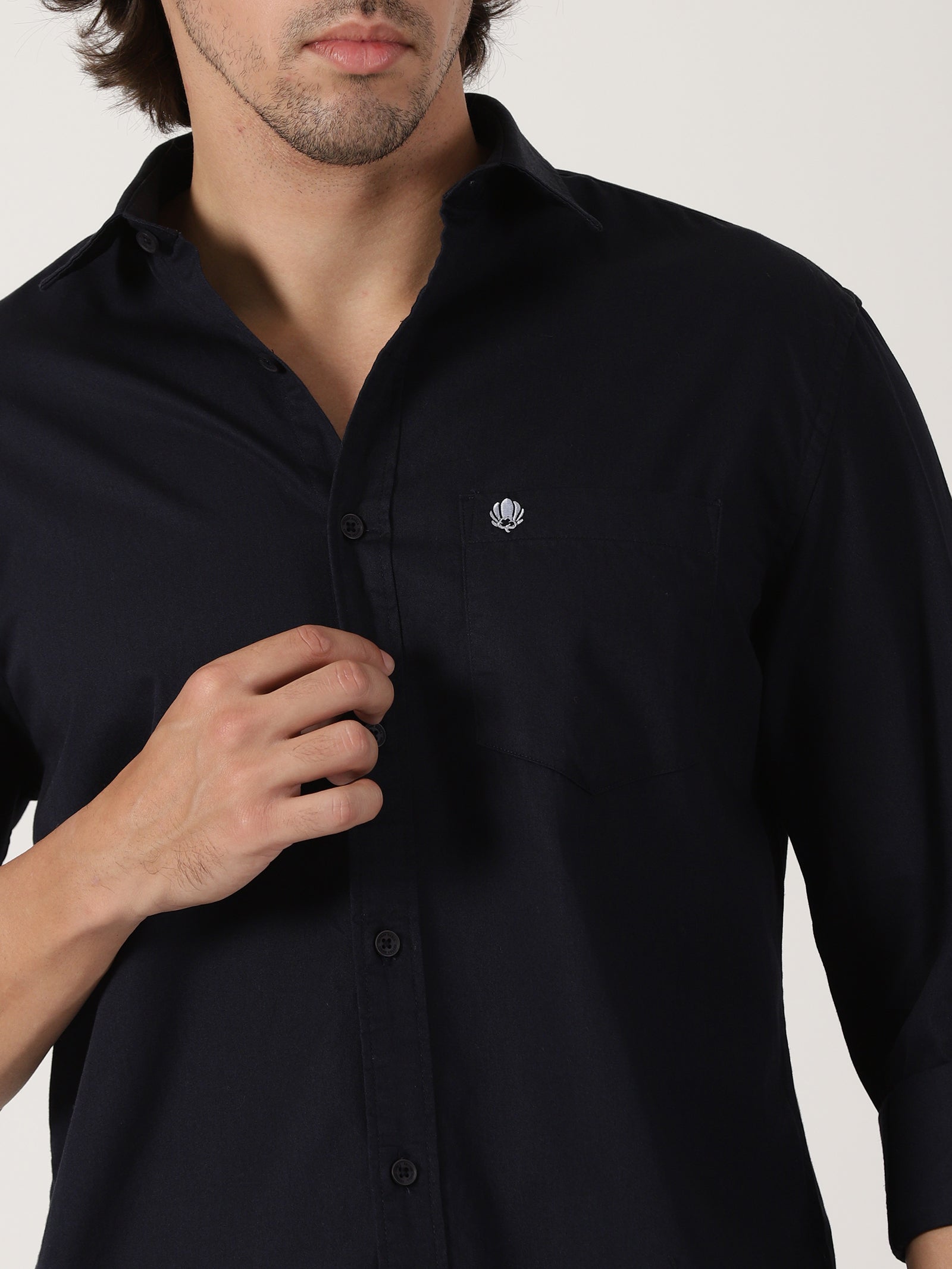 Navy Blue Solid Shirt