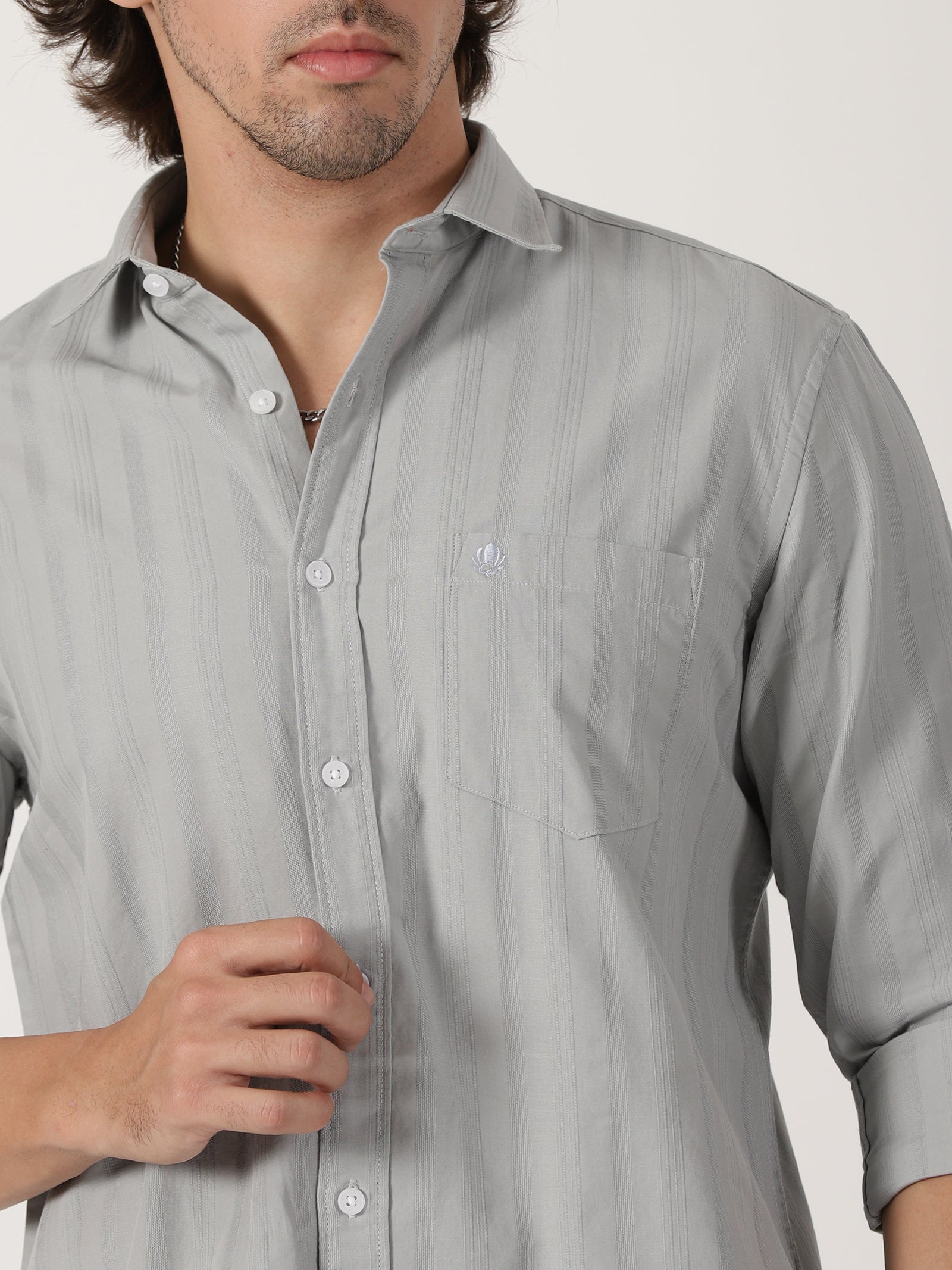 Light Grey Textured Shirt