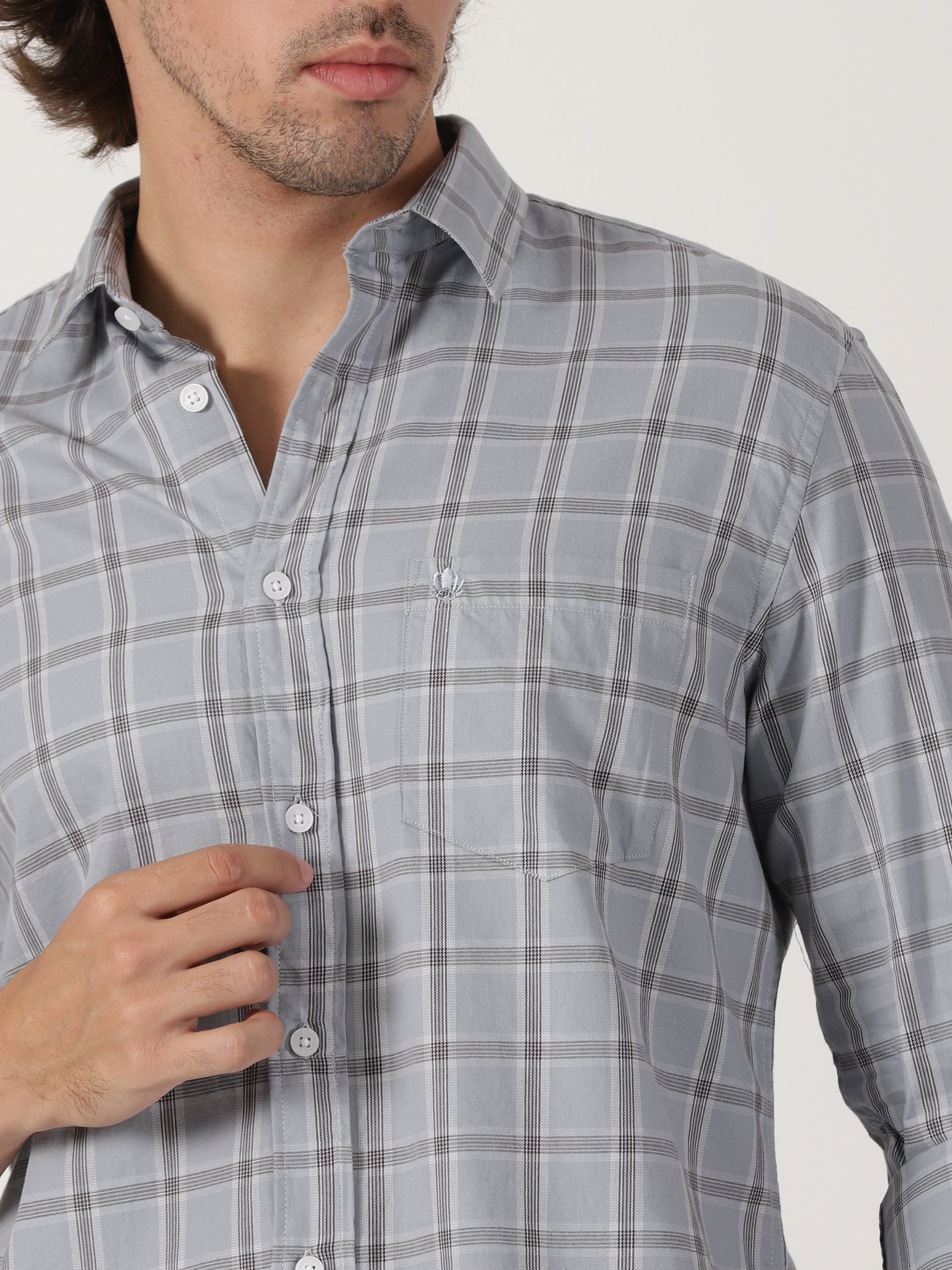Light Grey Checked Shirt