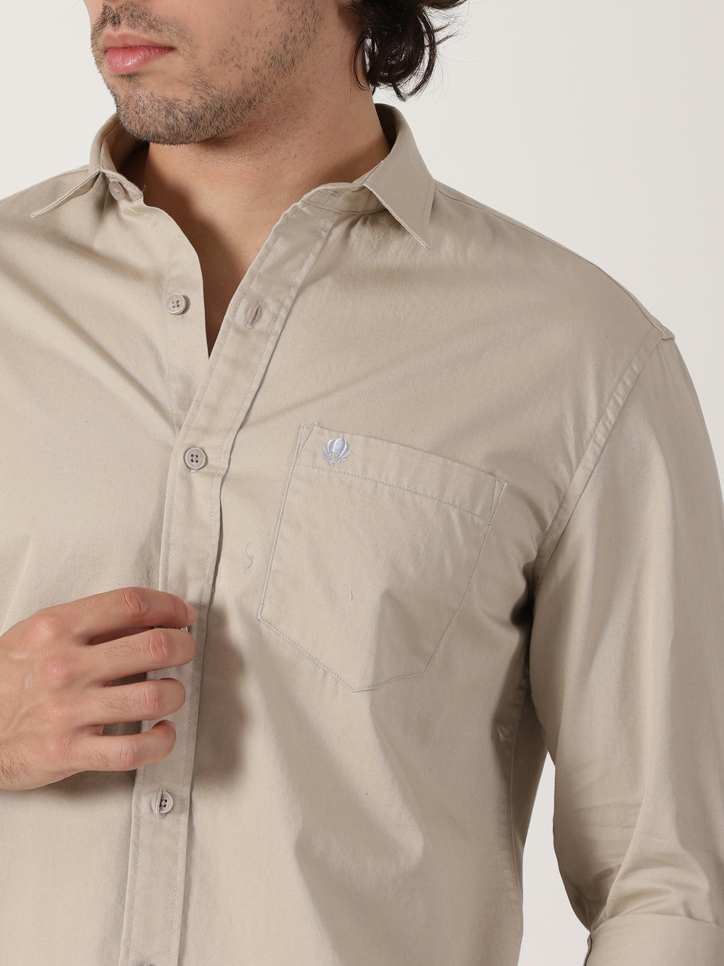 Beige Solid Shirt