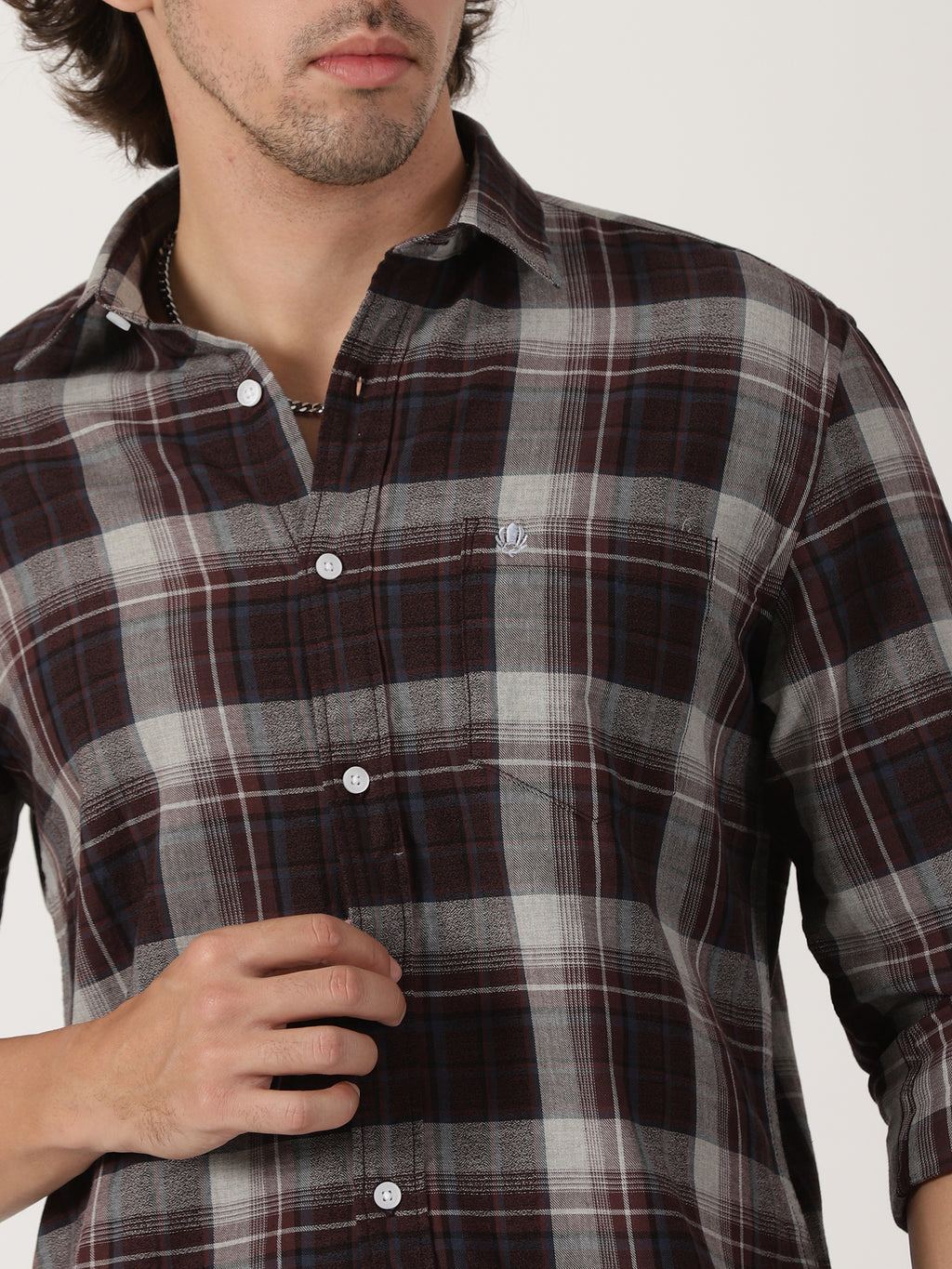 Brown & Grey Checked Shirt
