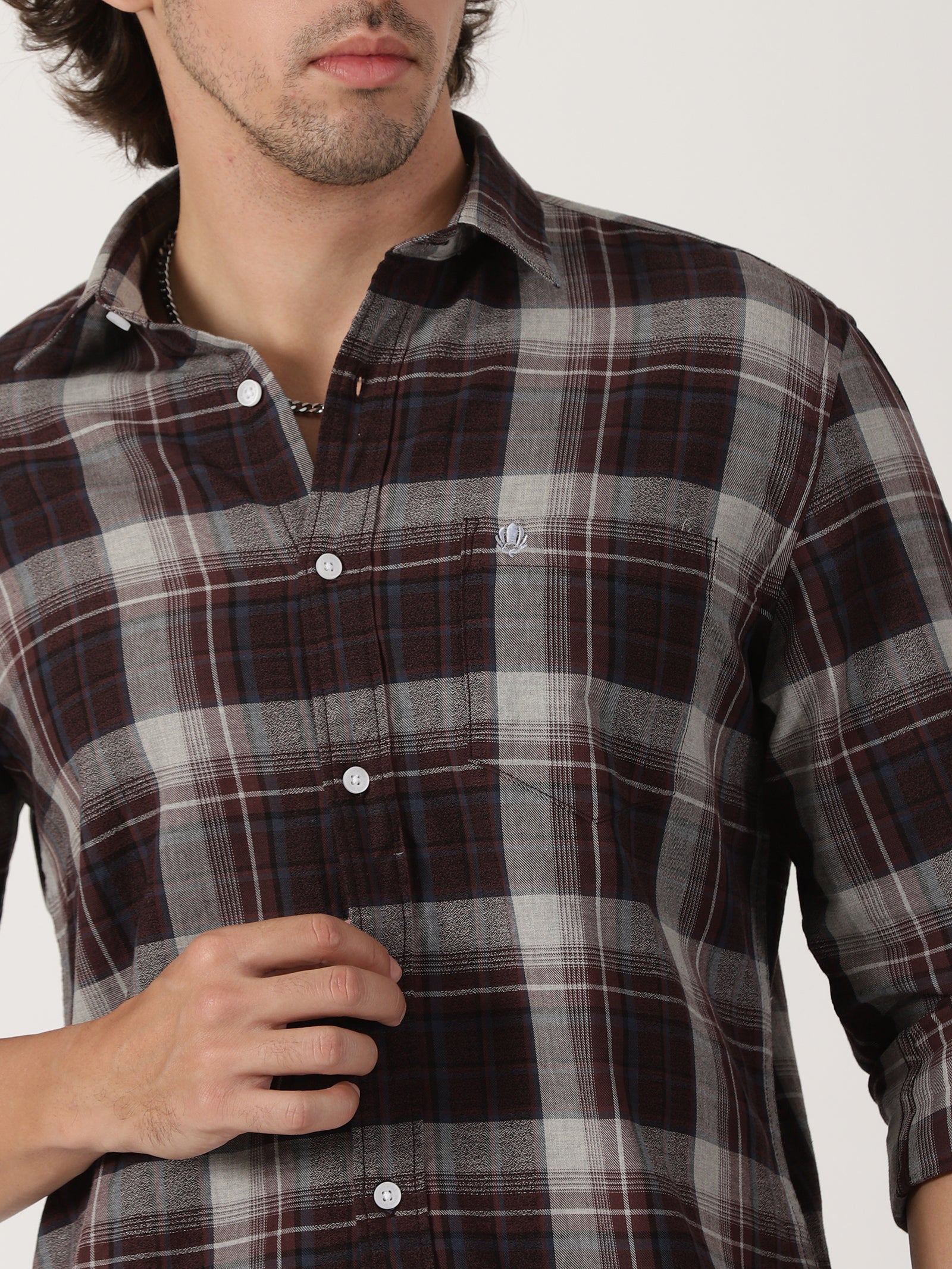 Brown & Grey Checked Shirt