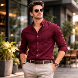 Maroon Solid Shirt